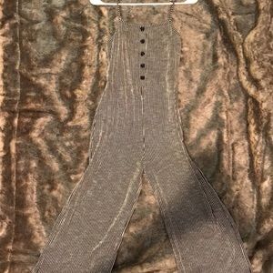 Velvet pinstripe jumpsuit